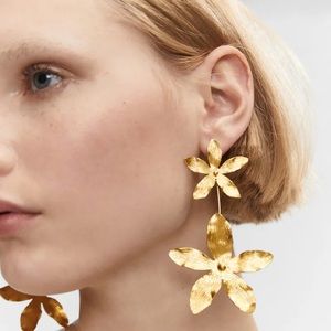 Mango Flower Pendant Earrings, Brand New